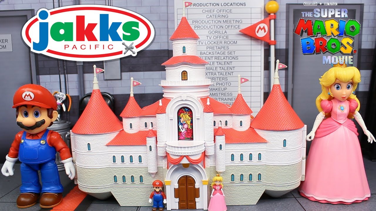 The Super Mario Bros. Movie Mushroom Kingdom Castle Playset with Mini Mario  and Peach Action Figures