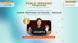 Christal Geraldine K. Juara 1 Kategori Remaja, Public Speaking Championship 2025