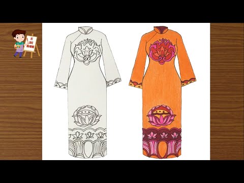 Video Vẽ trang phục áo dài với họa tiết dân tộc | Vẽ áo dài... - youtube