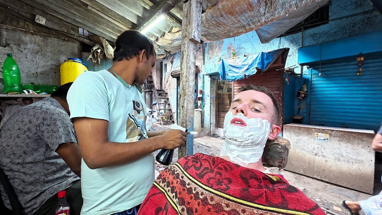 $1 Street Shave in India's Biggest Slum (Dharavi) 🇮🇳