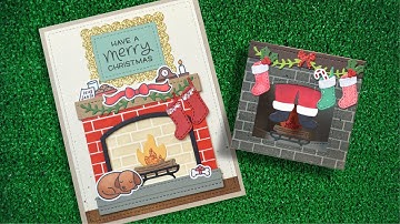 Shadow Box Card Fireplace Add-On + 2 cards from start to finish