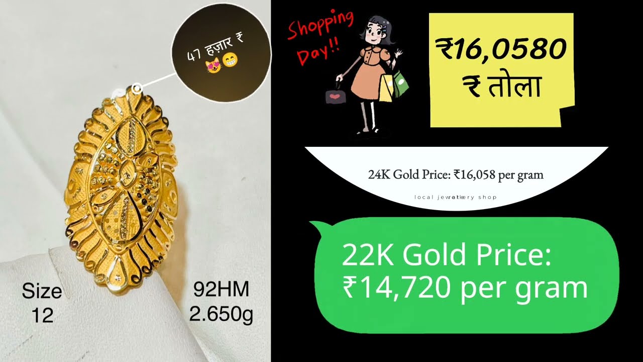 Gold Price Drop Alert 🔻 | 22K Ladies Ring | Sone Ki Anguthi Design | Today Rate 