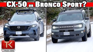Ford Bronco Sport vs Mazda CX50  OffRoad Crossovers Face Off in Sloppy Winter Weather