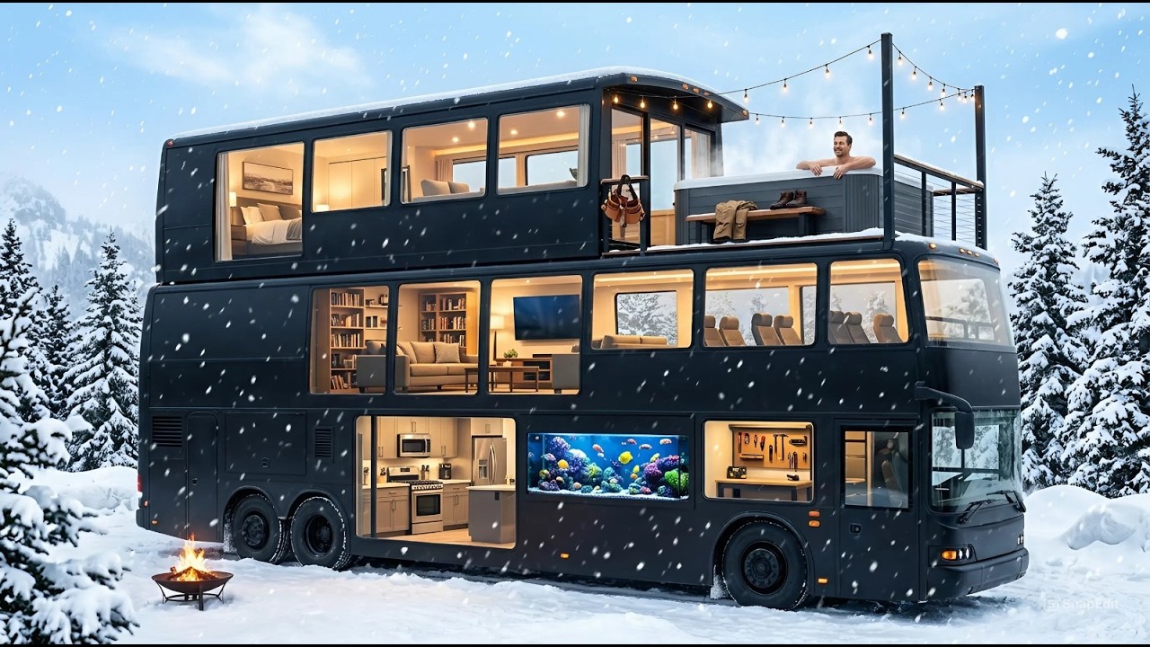 Building a 3-Story Luxury Mansion from a Rusted Abandoned Bus (ASMR Restoration)