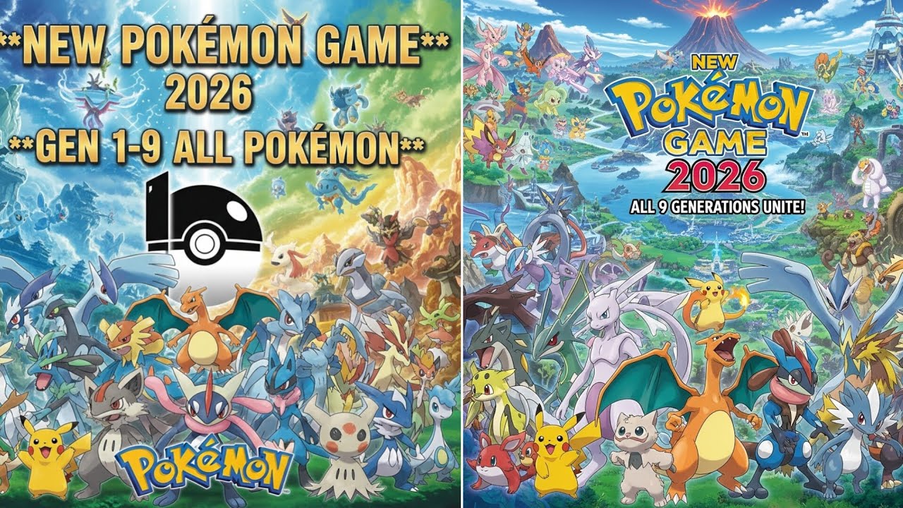 New Pokemon Game 2026 For Android, Gen 1-9 All Pokemon, All Region Maps, All legendary Pokemons. 