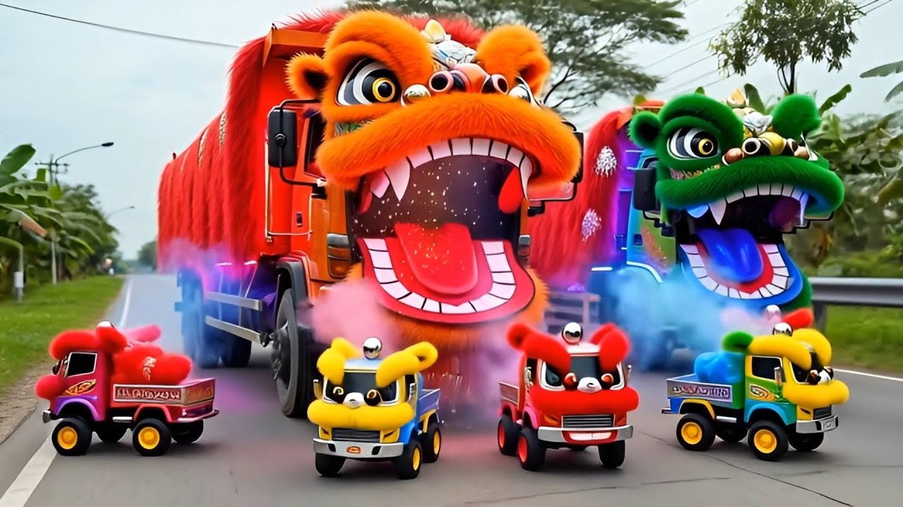 Truk Berubah Jadi Barongsai Lion Dance Melahirkan Anak Lucu