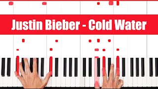 Cold Water Major Lazor ft. Justin Bieber Piano Tutorial Easy Chords