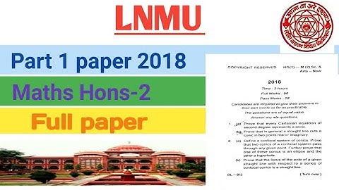 LNMU part 1 maths Hons paper 2 (2018) by study with kumar keshav