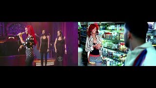 Rihanna, Drake - Whats My Name (LaRCS, by DcsabaS, 2010 Letterman Show)
LaRCS stands for Live and Record Combined Stereo, which means that on the left side you can hear a live performance, while on the right side the video clip/studio version.
In this case you can enjoy Whats My Name from Rihanna. On the right side you can see the official music video clip featuring Drake, while on the left side you can see a live version from 2010 (David Letterman show, edited and tempo adjusted). Rihanna, Drake - Whats My Name (LaRCS, by DcsabaS, 2010 Letterman Show)