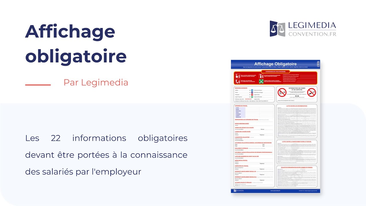 Affichage Obligatoire Gratuit à Télécharger 2022 Pdf