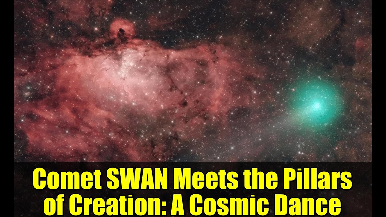 Комета SWAN встречается со Столпами Творения: космический танец | Астрономическая фотография