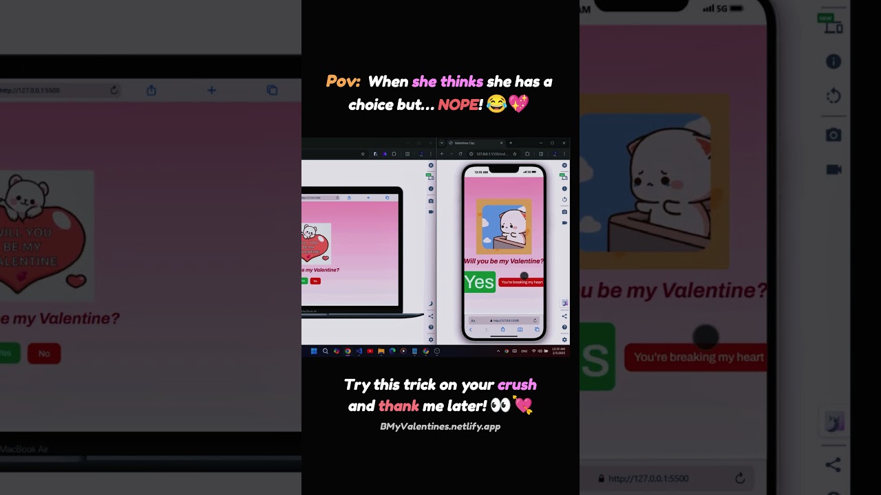 Be my valentine website using html css and js