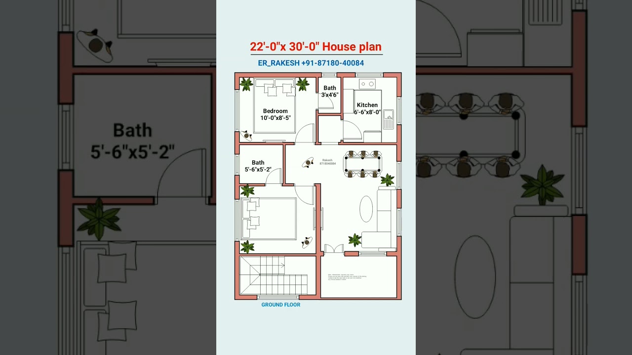 22x30 Latest 2bhk house  plan design 
