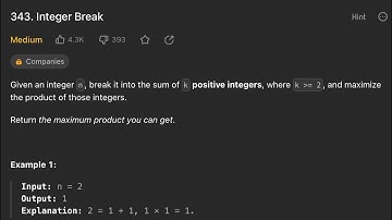 Dynamic programming Leetcode-343 Integer break -Python