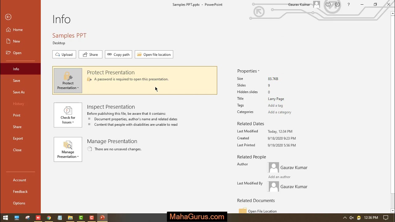 how to protect powerpoint presentation from editing office 365
