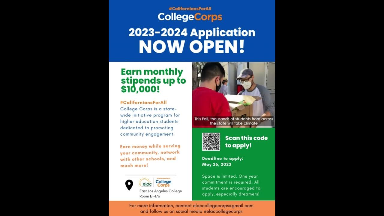 2324 ELAC College Corps Application Video Flyer YouTube
