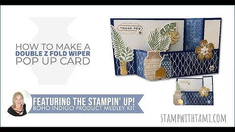 How to make a Boho Indigo Double Z-Fold Wiper Card featuring Stampin Up Boho Indigo Kit