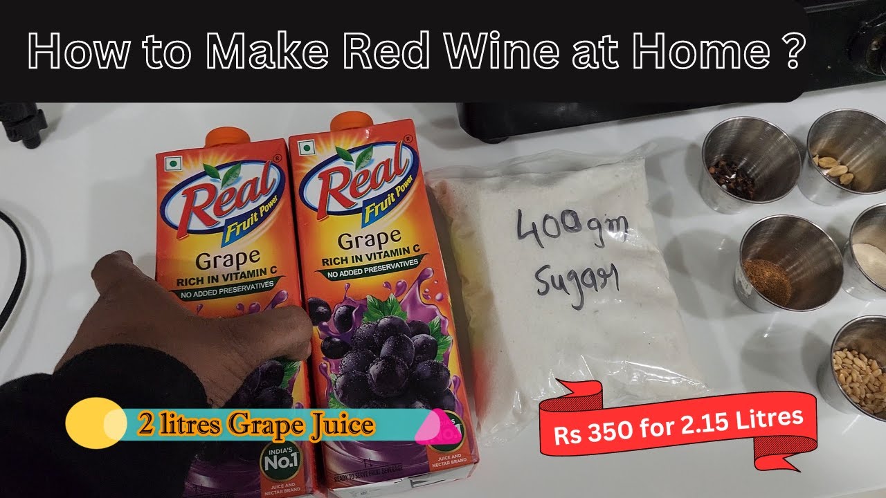 DIY Homemade Easy Grape Wine 🍷 | in Hindi | 14% Alcohol @ Rs 320 for 2.
