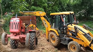 Jcb 3dx Backhoe Loader Machine Loading Mud In Mahindra 265 Di Tractor | Jcb Tractor | Jcb Video