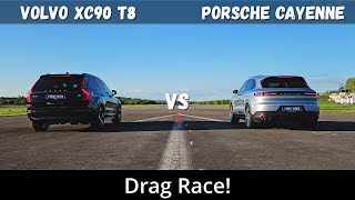 2024 Volvo XC90 T8 Recharge 455hp vs 2024 Porsche Cayenne E-Hybrid 470hp | Drag Race | 4K