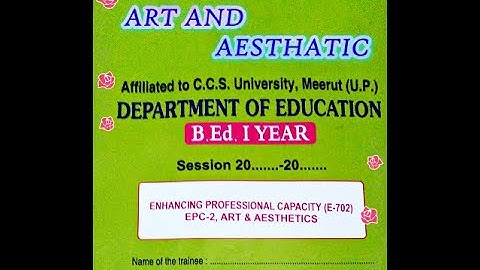Art & Aesthetic (EPC - 2) | B.Ed. 1 year practical file | C.C.S University| | 2022