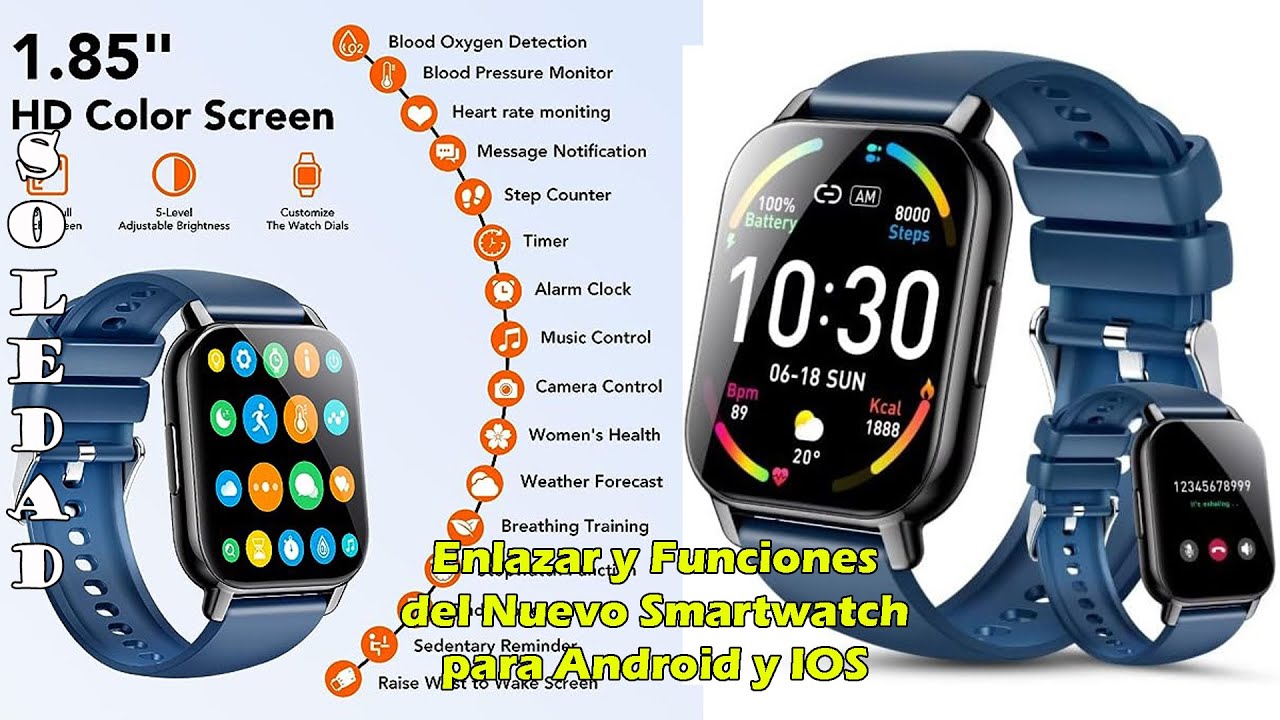 HOXE Y6 Smartwatch Cómo Enlazar y Explorar sus Funciones ⌚😍 UN SOLO