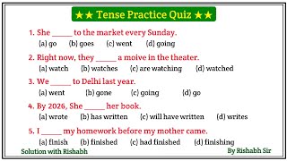 Tense practice test | Tense practice questions ssc | Tense in english grammar | Tense mcq test
