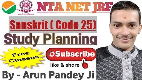 NTA UGC NET JRF Sanskrit (Code -25) Preparation Planning By Arun Pandey