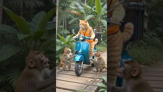 Cat vs Monkeys! 🐱🐒 | The Stolen Delivery Box#ytshorts#MonkeyGang