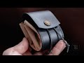 Making leather coin pouch. Leather craft.