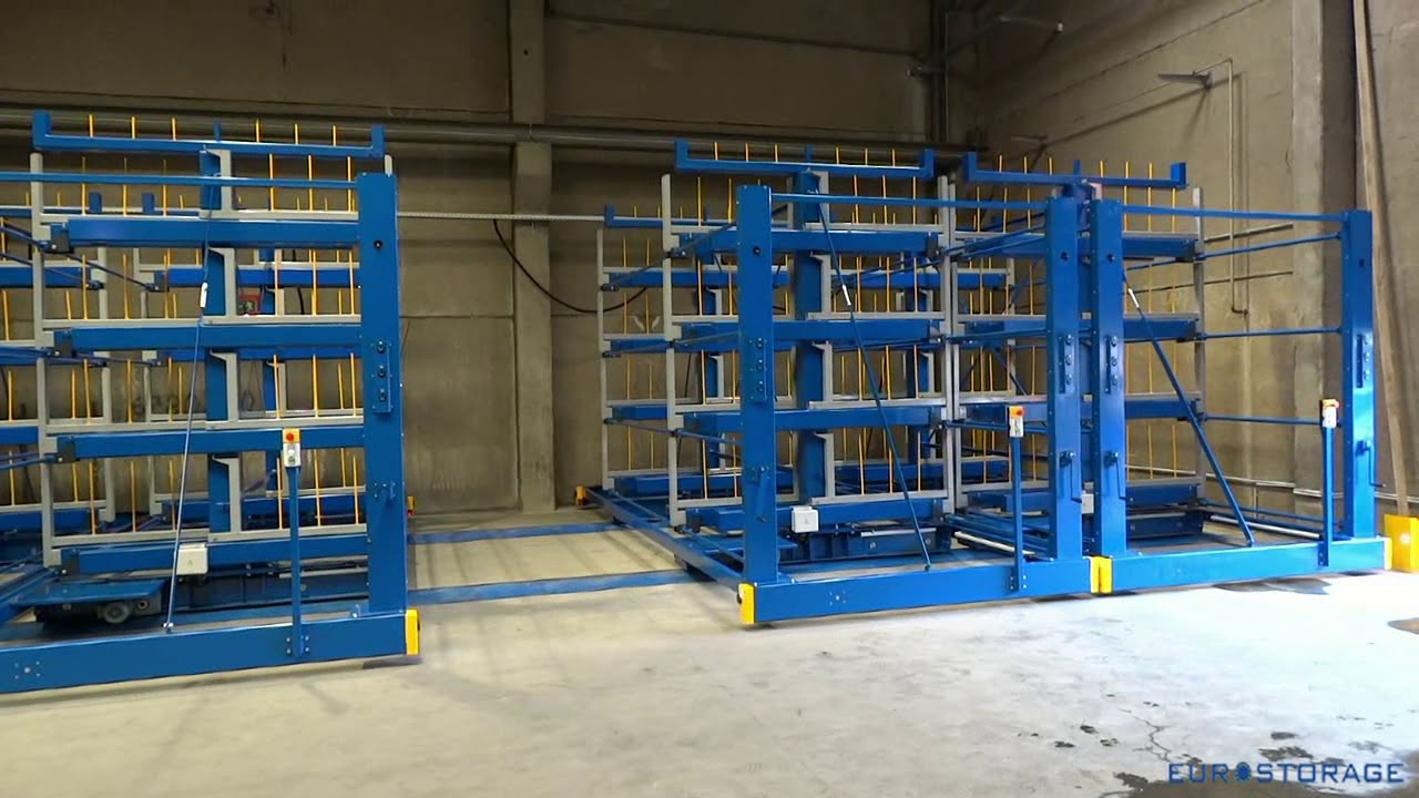 Roll-out cantilever rack : Motorized - YouTube