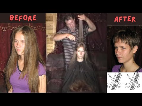 Forced haircut for young girl's very long hair to very short hair #haircut #ladieshaircut #pixiecut