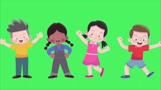 Happy Children In Dancing Mood Outdoor Green Screen No Copyright Footage