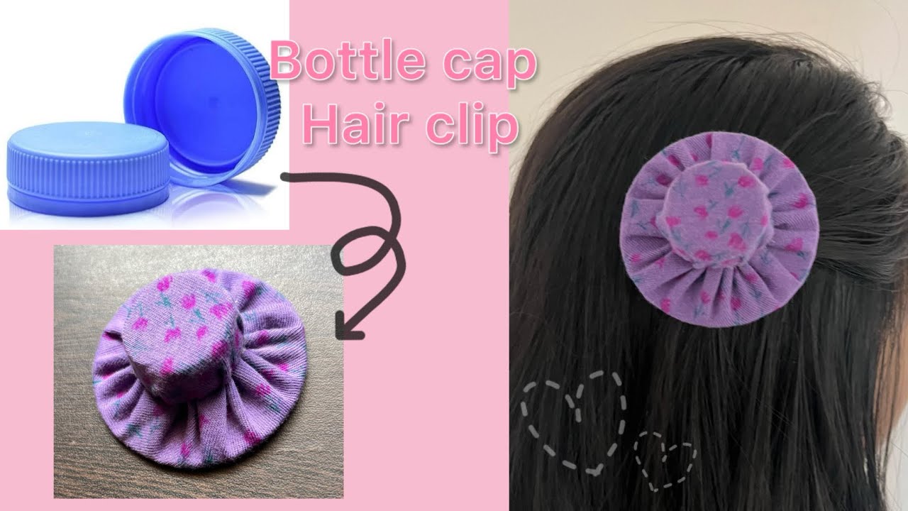 Easy diy bottle cap hair clip💗 YouTube