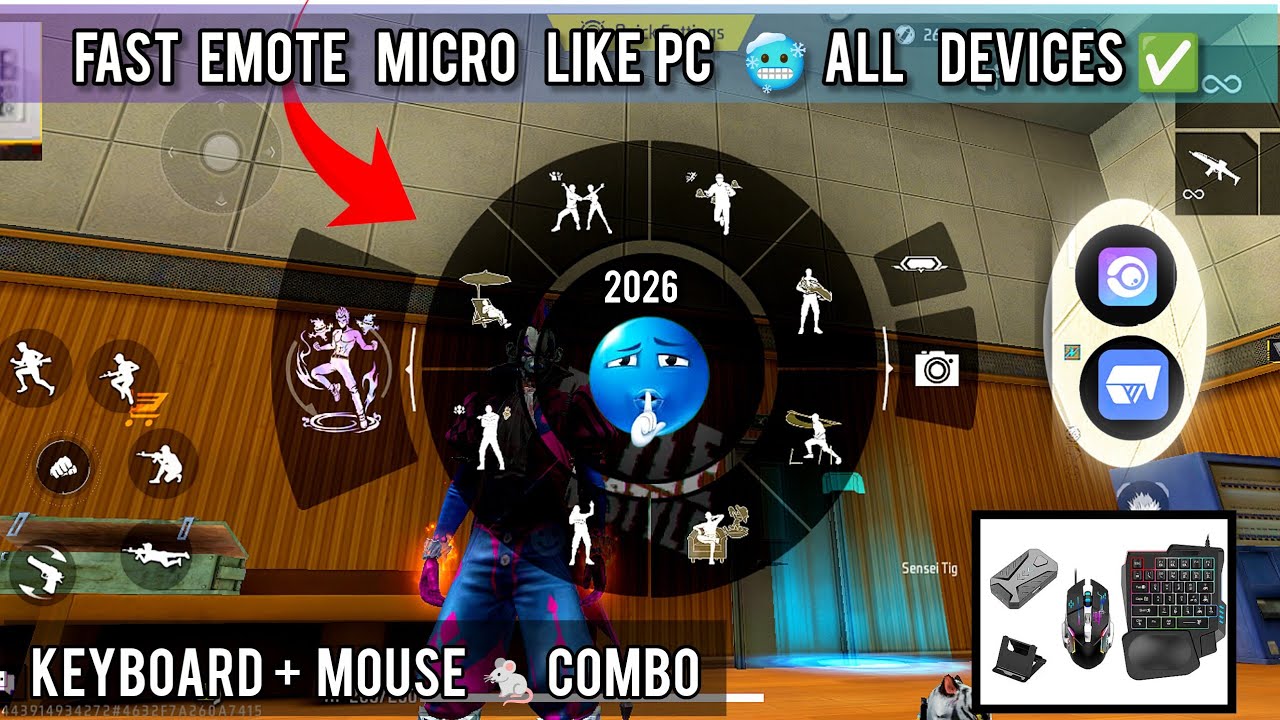 Free Fire Keyboard Mouse Fast Emote Settings 💯|Fast Emote Like PC in Free Fire🔥Micro Settings power💀