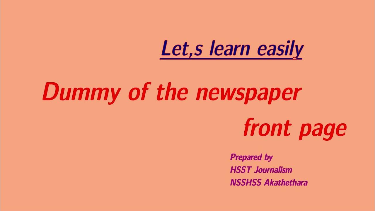 How to prepare the dummy for the front page of a newspaper YouTube