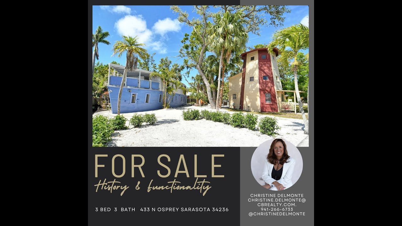 S O L D !433 N Osprey Sarasota Boathouse & Lighthouse For Sale Interior & Drone Aerial