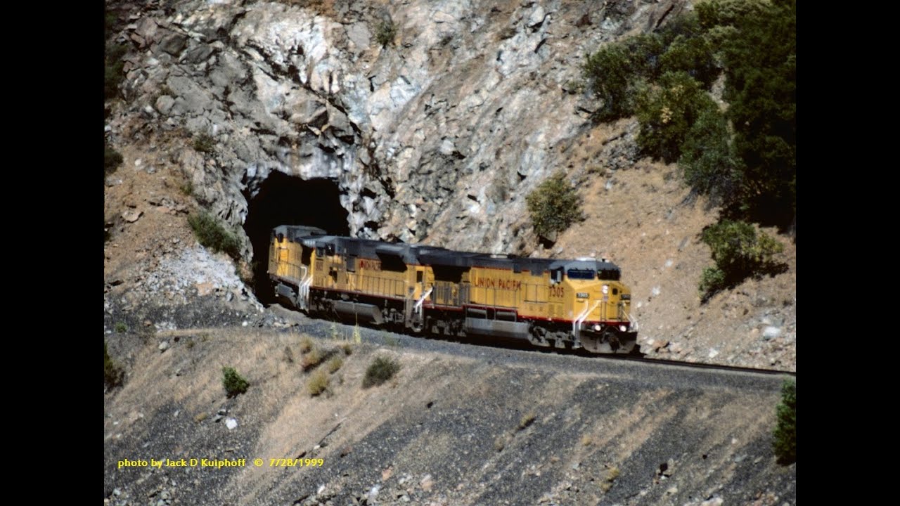 UNION PACIFIC coal train chase, 5 places, Feather River, Route 7/28/1999