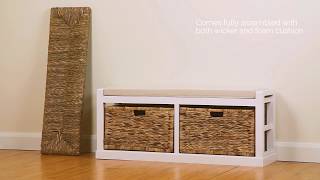 Hartleys Direct 113cm Wide Storage Bench with Foam & Wicker Seat Cushions