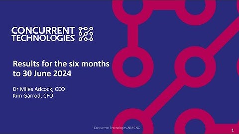 CONCURRENT TECHNOLOGIES PLC - Half year results presentation for the six months to 30 June 2024