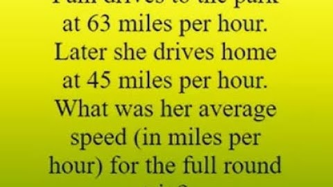 Average Speed for a round trip