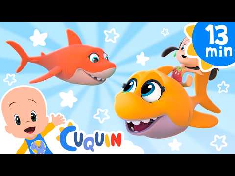 Cinco Baby Sharks - Música y diversión con Cuquín