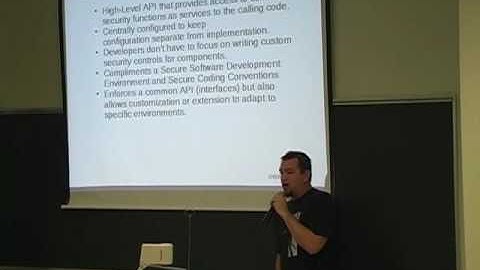 OWASP FROC 2010: Solving Real World Problems with an Enterprise Security API 1/4