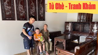 Bàn Giao Tranh Tứ Quý và Tủ Chè Khảm Ốc Singapore Tại Văn Võ Chương Mỹ Hà Nội