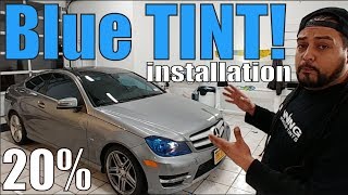 Blue Window Tint on a Mercedes C class coupe! also head lights tinted