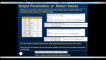 20  Stored procedure output parameters or return values