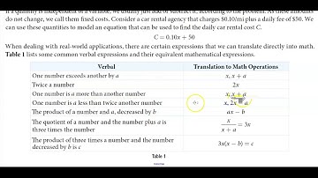 Math 10 2.3 Introduction to Setting up a Linear Equation to Solve a Real-World Application