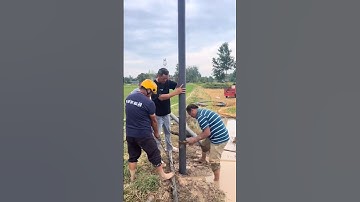 Farm water well pipe installation process - good tools and machinery make work more efficient