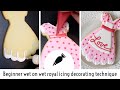 Cookie Decorating lesson - Wet on wet polkadots with writing & ruffled edge - Easy dress cookies