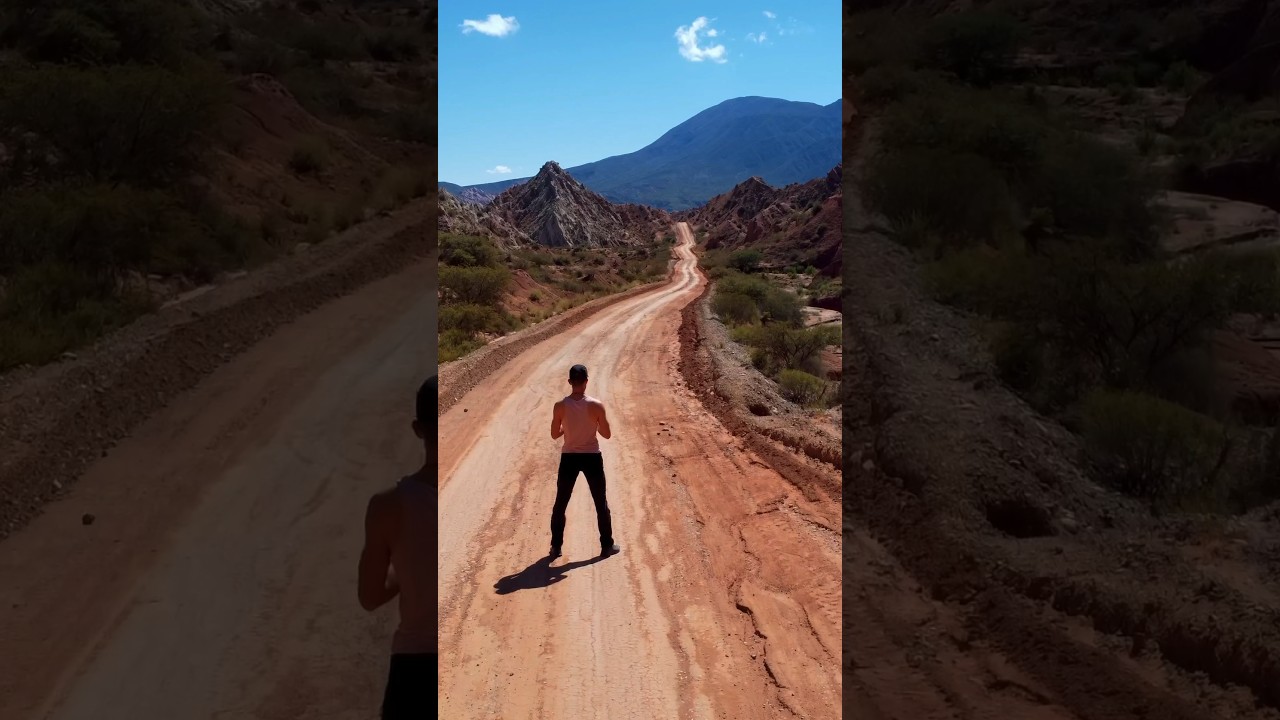 Incredible landscape in Argentina , Salta road trip drone view  